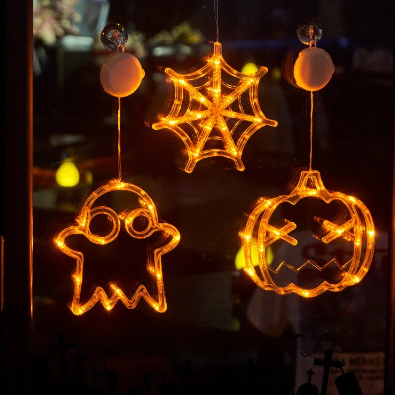 Halloween Fensterleuchte mit Saugnapf, batteriebetrieben, Halloween Hängedekoration für Zuhause