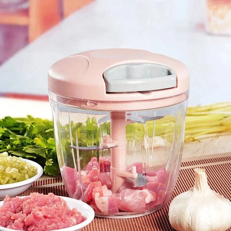 Garlic Chopper Manual Rotate Vegetable Cutter Meat Grinder