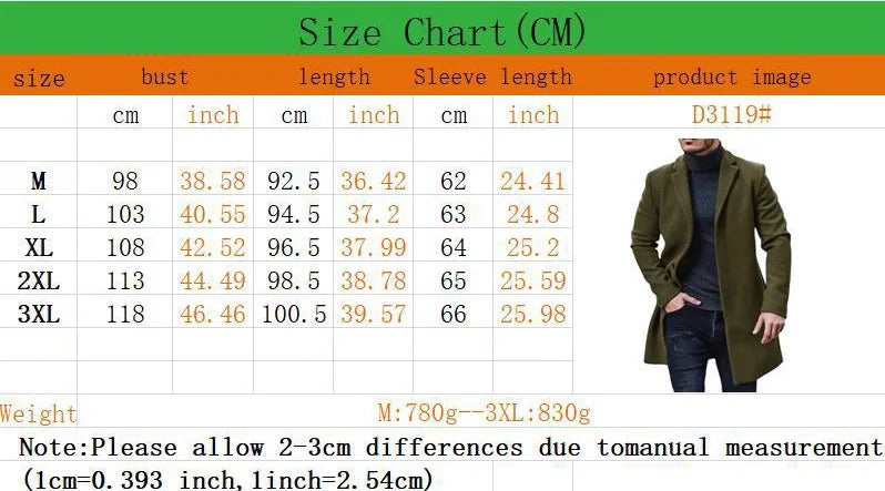 Männer Mantel Woolen Windjacke
