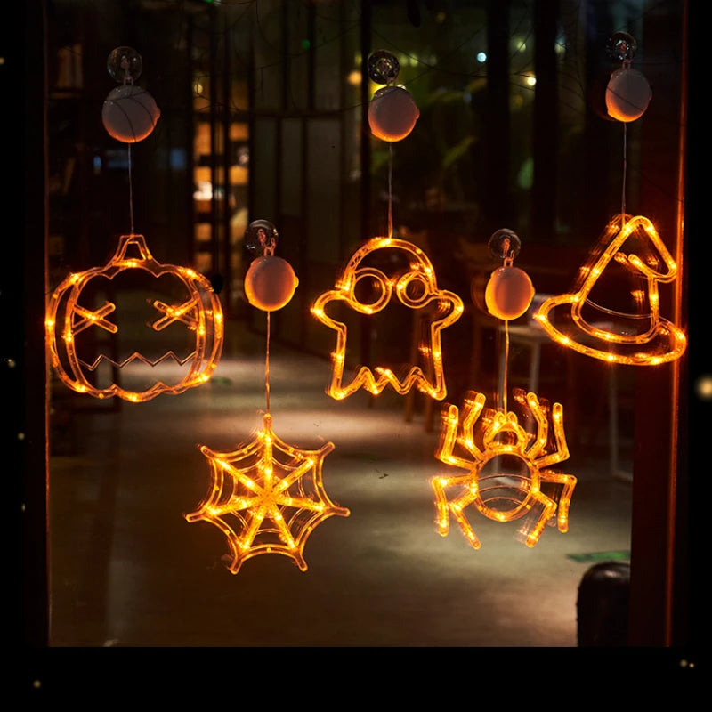 Halloween Fensterleuchte mit Saugnapf, batteriebetrieben, Halloween Hängedekoration für Zuhause
