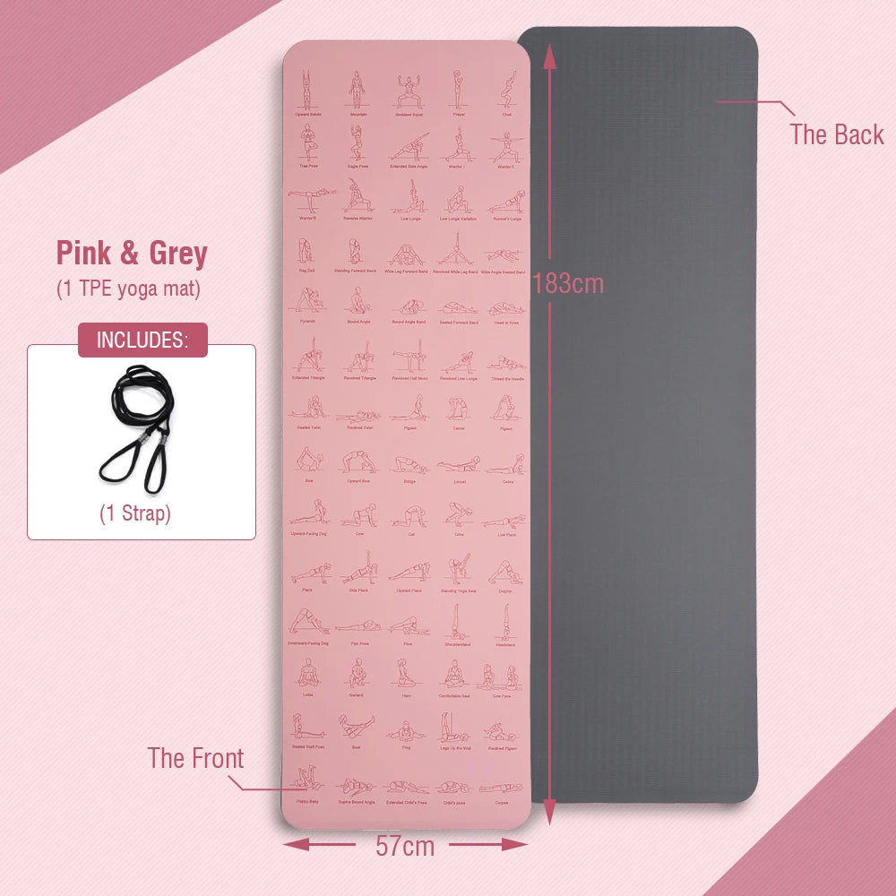 Premium TPE Yoga Mat — 183 x 57 cm, Non-Slip