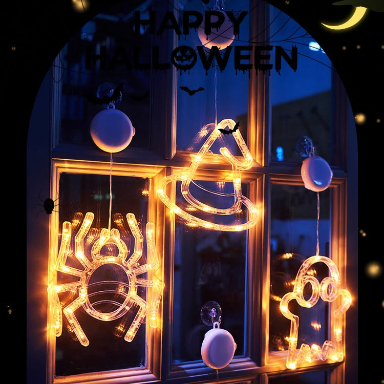 Halloween Fensterleuchte mit Saugnapf, batteriebetrieben, Halloween Hängedekoration für Zuhause