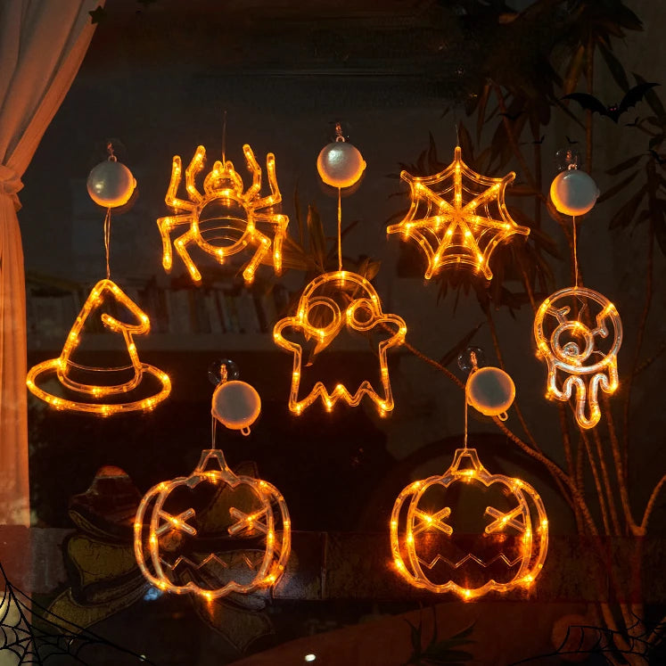Halloween Fensterleuchte mit Saugnapf, batteriebetrieben, Halloween Hängedekoration für Zuhause