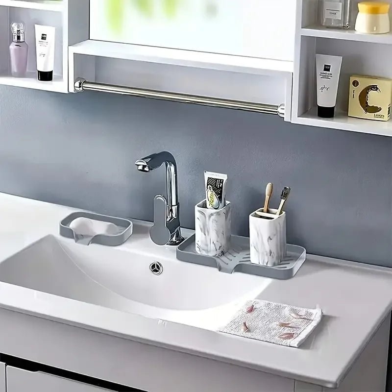 Silicone Faucet Mat Soap and Sponge Dispenser
