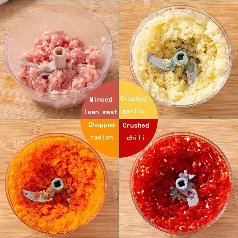 Garlic Chopper Manual Rotate Vegetable Cutter Meat Grinder