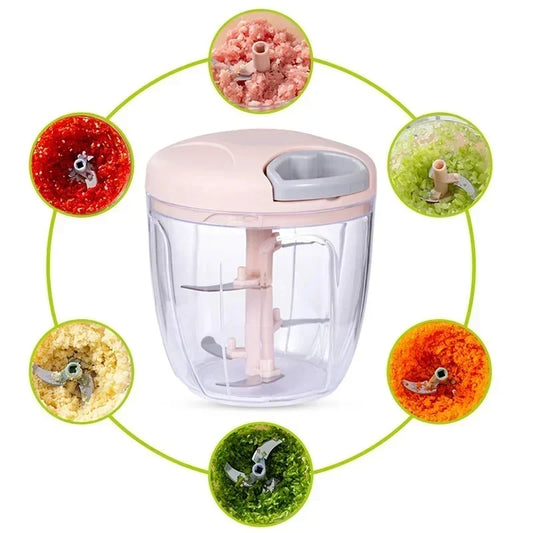 Garlic Chopper Manual Rotate Vegetable Cutter Meat Grinder