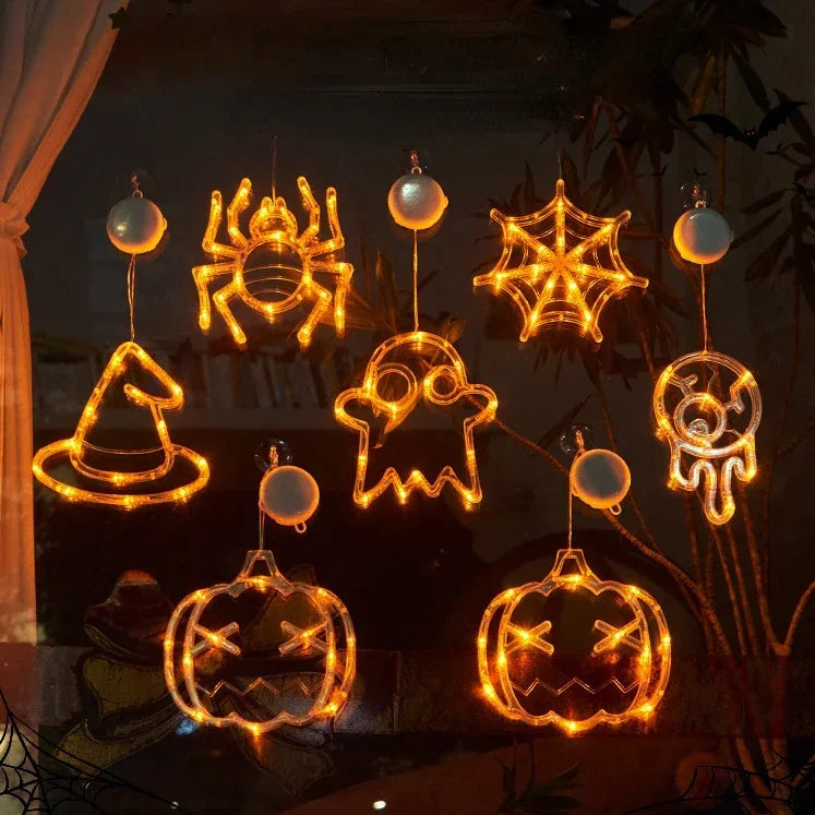 Halloween Fensterleuchte mit Saugnapf, batteriebetrieben, Halloween Hängedekoration für Zuhause