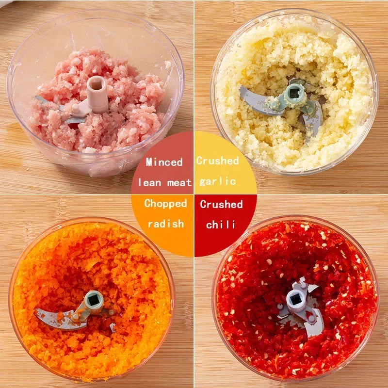 Garlic Chopper Manual Rotate Vegetable Cutter Meat Grinder