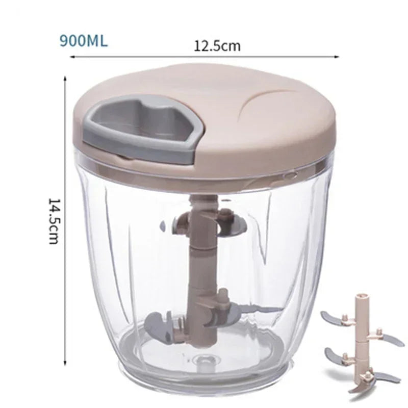 Garlic Chopper Manual Rotate Vegetable Cutter Meat Grinder