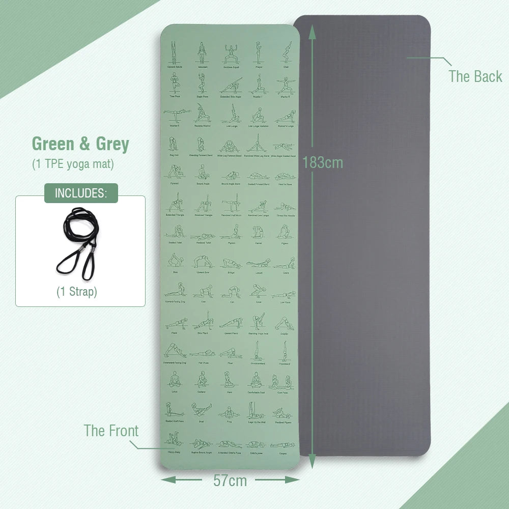 Premium TPE Yoga Mat — 183 x 57 cm, Non-Slip