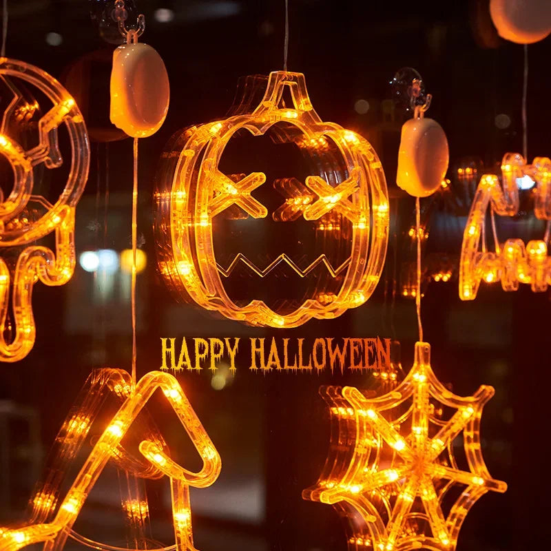 Halloween Fensterleuchte mit Saugnapf, batteriebetrieben, Halloween Hängedekoration für Zuhause
