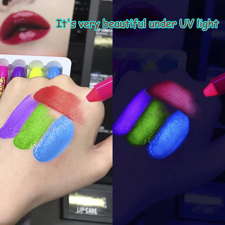 Glow in Die Schwarz Licht Gesicht Malen 6 stücke UV Neon Leuchten Fluoreszierende Körper Malen Buntstifte für Halloween Club Make-Up weihnachten Glow Party