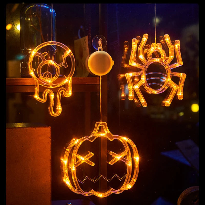 Halloween Fensterleuchte mit Saugnapf, batteriebetrieben, Halloween Hängedekoration für Zuhause