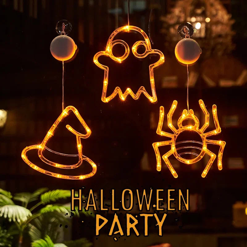 Halloween Fensterleuchte mit Saugnapf, batteriebetrieben, Halloween Hängedekoration für Zuhause
