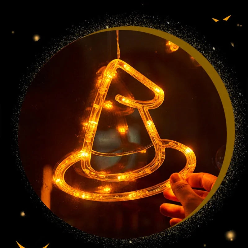 Halloween Fensterleuchte mit Saugnapf, batteriebetrieben, Halloween Hängedekoration für Zuhause